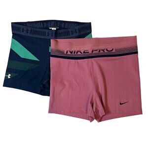 Bundle of Nike Pro and Under Armour HeatGear Shorts Size L and M